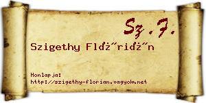 Szigethy Flórián névjegykártya